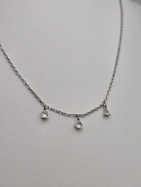 Swarovski Trio Crystal Pendant Necklace Rhodium Plated 5568012 17"